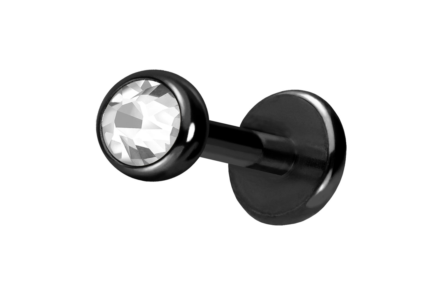 Titan Labret Piercing mit Push Fit KRISTALL